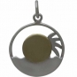 Silver Palm Tree and Ocean Charm with Bronze Sun 22x15mm