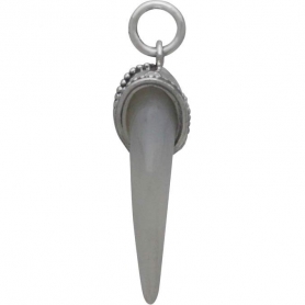 Hand Carved Mother of Pearl Horn Pendant with Bail 26x12mm