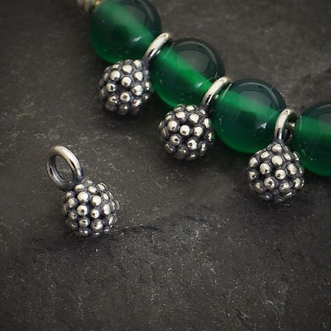 Sterling Silver Ball Dangle Charm with Granulation 8x3mm