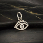 Sterling Silver Evil Eye Charm with Granulation 13x11mm