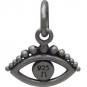 Sterling Silver Evil Eye Charm with Granulation 13x11mm