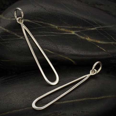 Sterling Silver Skinny Teardrop Link 32x5mm