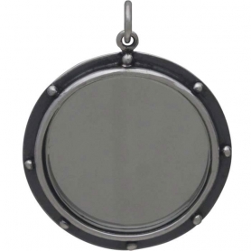 Sterling Silver Mirror Pendant with Granulation 30x24mm