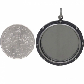 Sterling Silver Mirror Pendant with Granulation 30x24mm