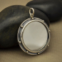 Sterling Silver Mirror Pendant with Granulation 30x24mm
