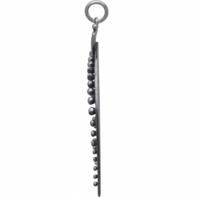 Silver Crescent Moon Pendant with Bronze Triangle 39x35mm