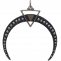 Silver Crescent Moon Pendant with Bronze Triangle 39x35mm