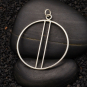 Sterling Silver Circle Pendant with Two Vertical Bars 44x35m