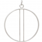 Sterling Silver Circle Pendant with Two Vertical Bars 44x35m