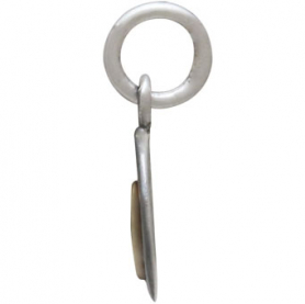 Sterling Silver Oxidized Disk Charm with Bronze Heart 14x8mm