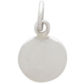 Sterling Silver Oxidized Disk Charm with Bronze Heart 14x8mm