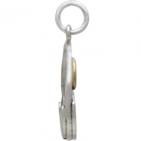 Silver Mountain and Ocean Charm with Bronze Sun 21x15mm