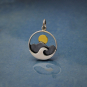 Silver Mountain and Ocean Charm with Bronze Sun 21x15mm