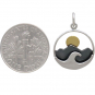 Silver Mountain and Ocean Charm with Bronze Sun 21x15mm
