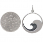 Sterling Silver Double Layer Wave Charm 25x18mm