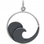 Sterling Silver Double Layer Wave Charm 25x18mm