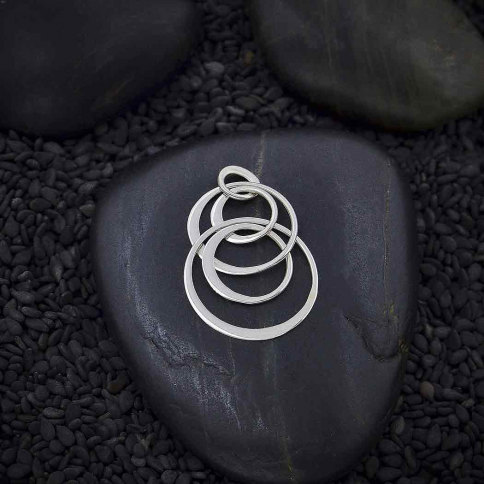 Sterling Silver Double Circles of Life Link 28x18mm