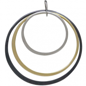 Mixed Metal Three Circle Stack Pendant 33x30mm