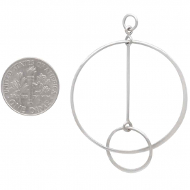 Sterling Silver Floating Circle and Bar Link 49x36mm