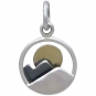 Mini Sterling Silver Mountain Charm with Bronze Sun