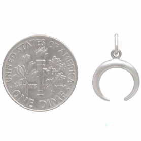 Sterling Silver Mini Tapered Crescent Moon Charm 16x11mm