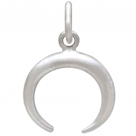 Sterling Silver Mini Tapered Crescent Moon Charm 16x11mm