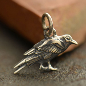 Sterling Silver Raven Charm 13x15mm