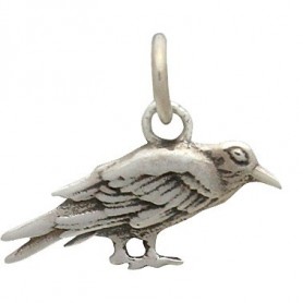 Sterling Silver Raven Charm 13x15mm