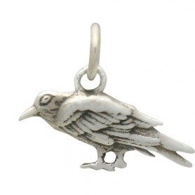 Sterling Silver Raven Charm 13x15mm