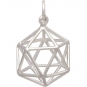 Sterling Silver Wire Icosahedron Pendant 21x15mm