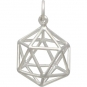 Sterling Silver Wire Icosahedron Pendant 21x15mm