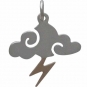 Sterling Silver Cloud Charm w Bronze Lightning Bolt 21x17mm