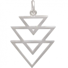 Sterling Silver Stacked Triangle Pendant 26x16mm