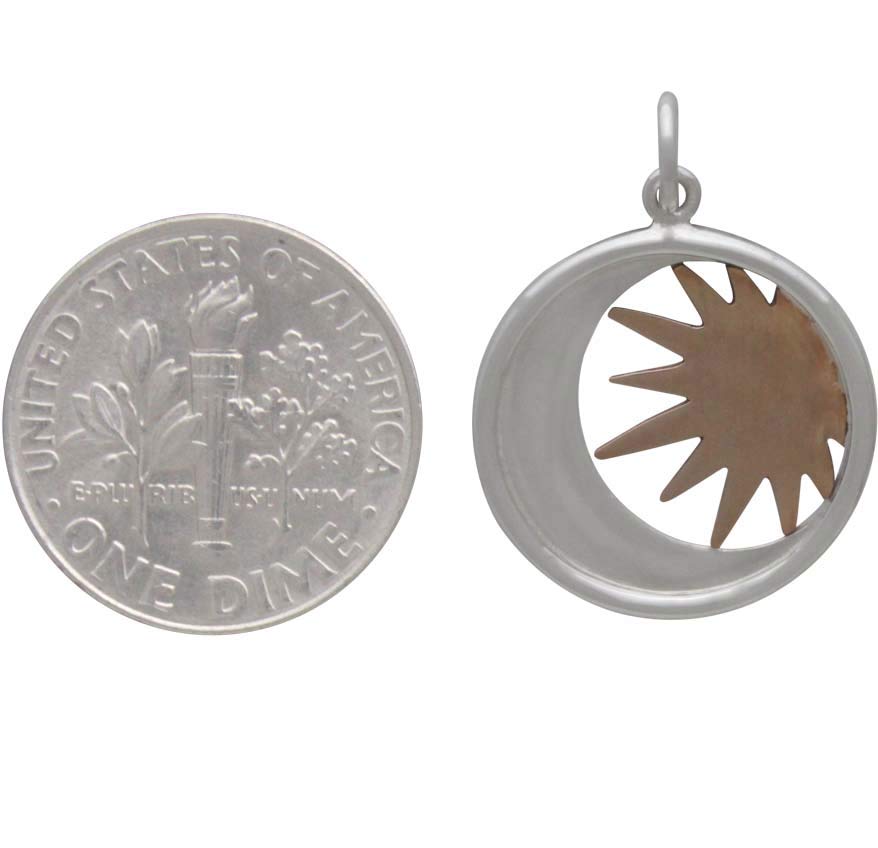 Ciondolo Charm Europeo In Argento 925 Con Smalto Nero - Sole Apollo