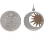 Sterling Silver Moon Charm in a Disk with Bronze Sun 23x17mm