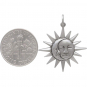 Sterling Silver Moon and Sun Pendant with Faces 28x23mm