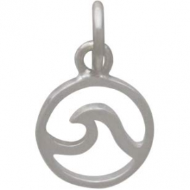 Sterling Silver Mini Openwork Wave Charm 14x8mm
