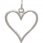 Sterling Silver Hammered Wire Heart Charm 22x16mm