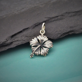 Sterling Silver Hibiscus Charm 19x12mm