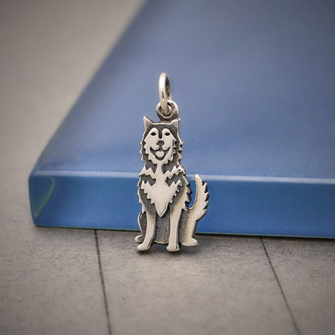 Sterling Silver Husky Dog Charm 21x8mm