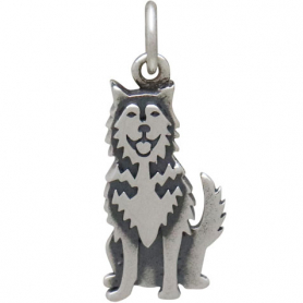 Sterling Silver Husky Dog Charm 21x8mm