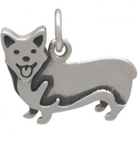 Sterling Silver Corgi Dog Charm 14x16mm