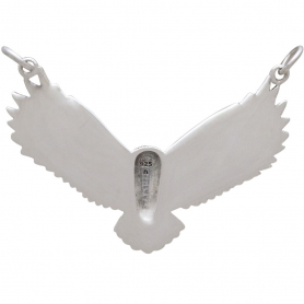 Sterling Silver Flying Owl Pendant Festoon 31x40mm