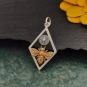 Bronze Bee Charm with Sun in Silver Diamond Frame 28x15mm