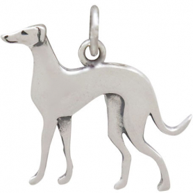 Sterling Silver Greyhound Dog Charm 19x19mm