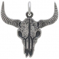Sterling Silver Flat Cow Skull Pendant 21x20mm