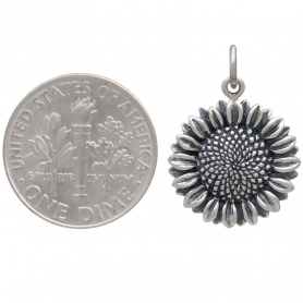 Sterling Silver Sunflower Charm 22x15mm