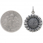 Sterling Silver Sunflower Charm 22x15mm