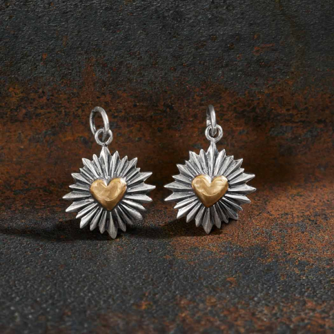 Mixed Metal Radiant Heart Charm