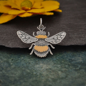 Mixed Metal Bumble Bee Pendant 21x25mm